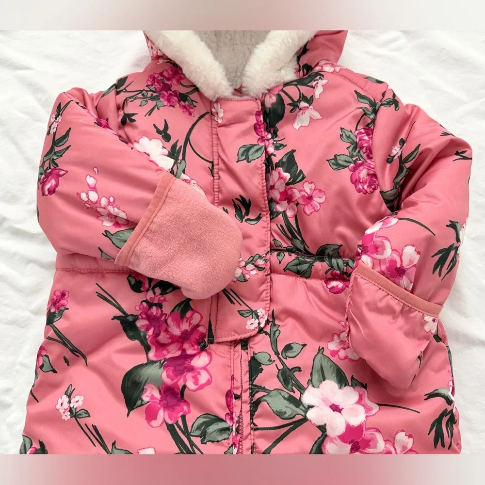 The Children’s Place Pink Floral Baby Bunting Snow Suit | 9-12m | Nearly New
